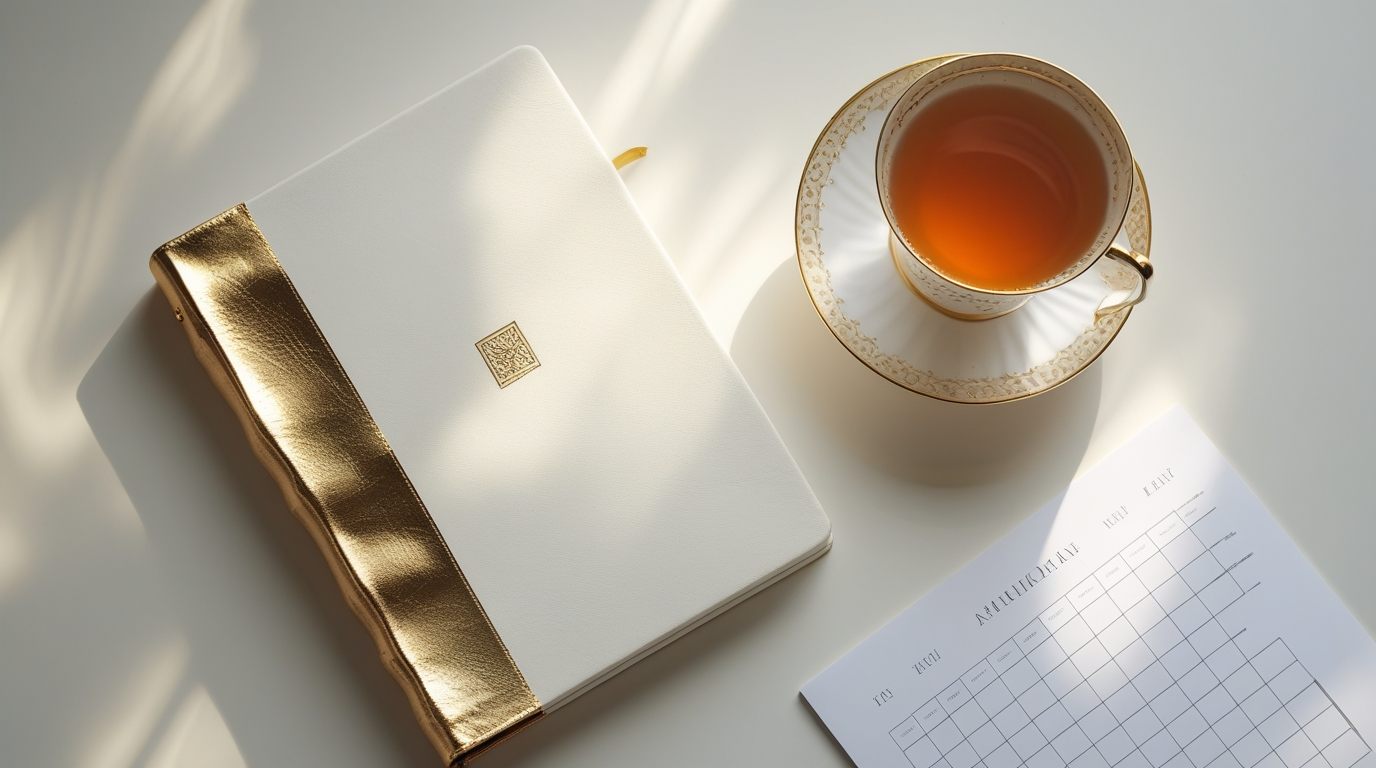 Weekly planning tools on a desk with soft natural lighting
